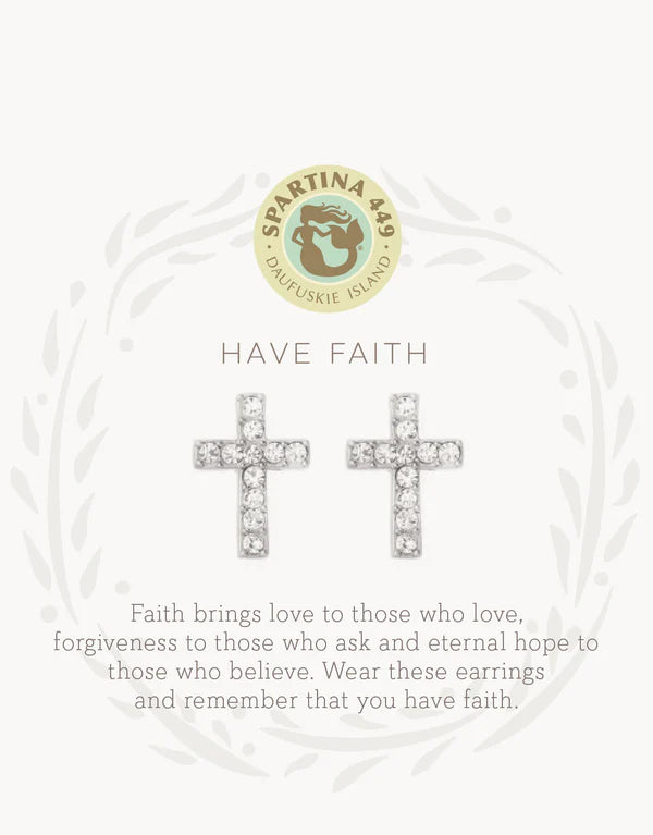 SEA LA VIE STUD EARRINGS HAVE FAITH/CROSS - Molly's! A Chic and Unique Boutique 