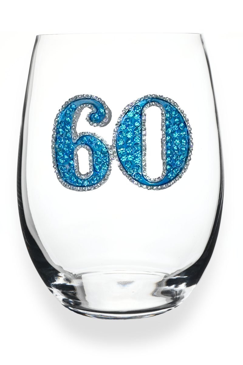 JEWELED 60TH BIRTHDAY STEMLESS WINE GLASS - Molly's! A Chic and Unique Boutique 