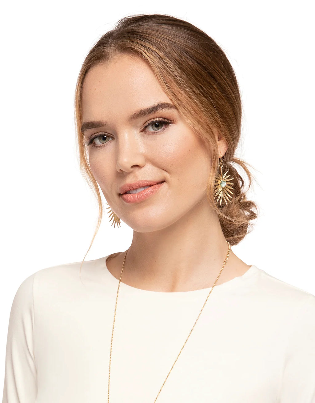 Palm Earrings Aqua Pearlescent