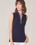 SERENA HALF-ZIP TOP NAVY- SKU not in RICS - Molly's! A Chic and Unique Boutique 