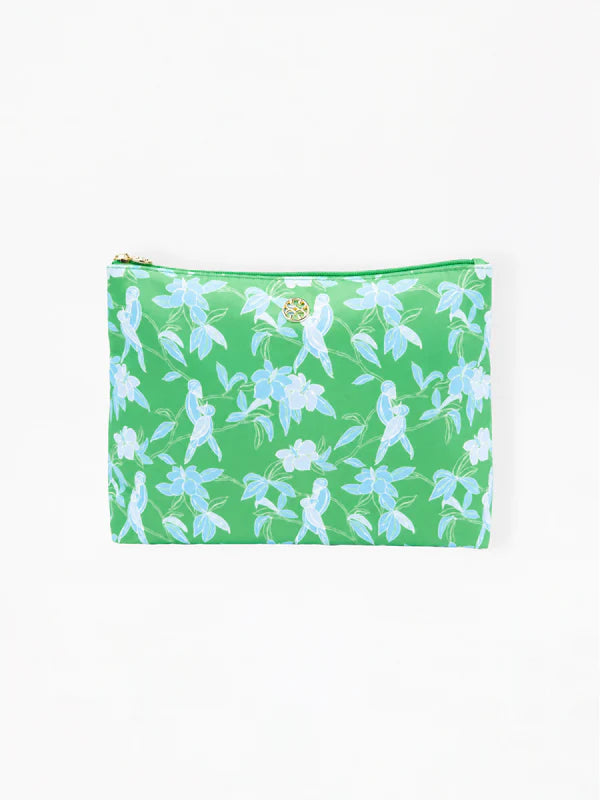 TRAVEL POUCH- TIKI TROPICS GREEN