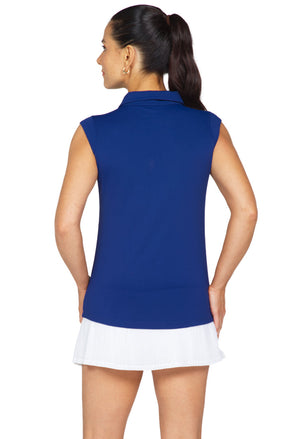 SLEVELESS ZIP POLO- NAVY - Molly's! A Chic and Unique Boutique 