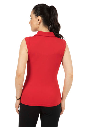 SLEEVELESS POLO- RED - Molly's! A Chic and Unique Boutique 