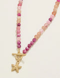 CALM WATERS NECKLACE RUBY/SUNSTONE