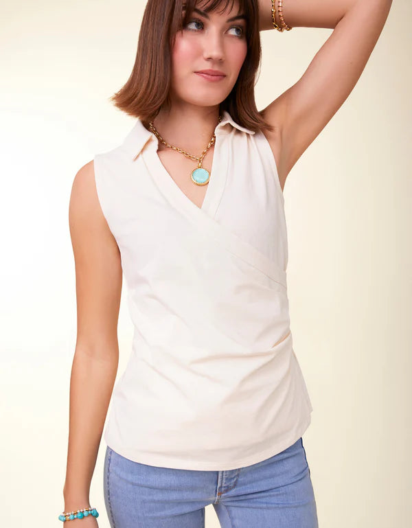 EDELINE SLEEVELESS WRAP TOP BUTTERCREAM - Molly's! A Chic and Unique Boutique 