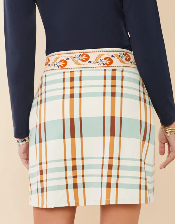 MATILDA BI STRETCH SKORT KALALANTA PLAID CREAM - Molly's! A Chic and Unique Boutique 