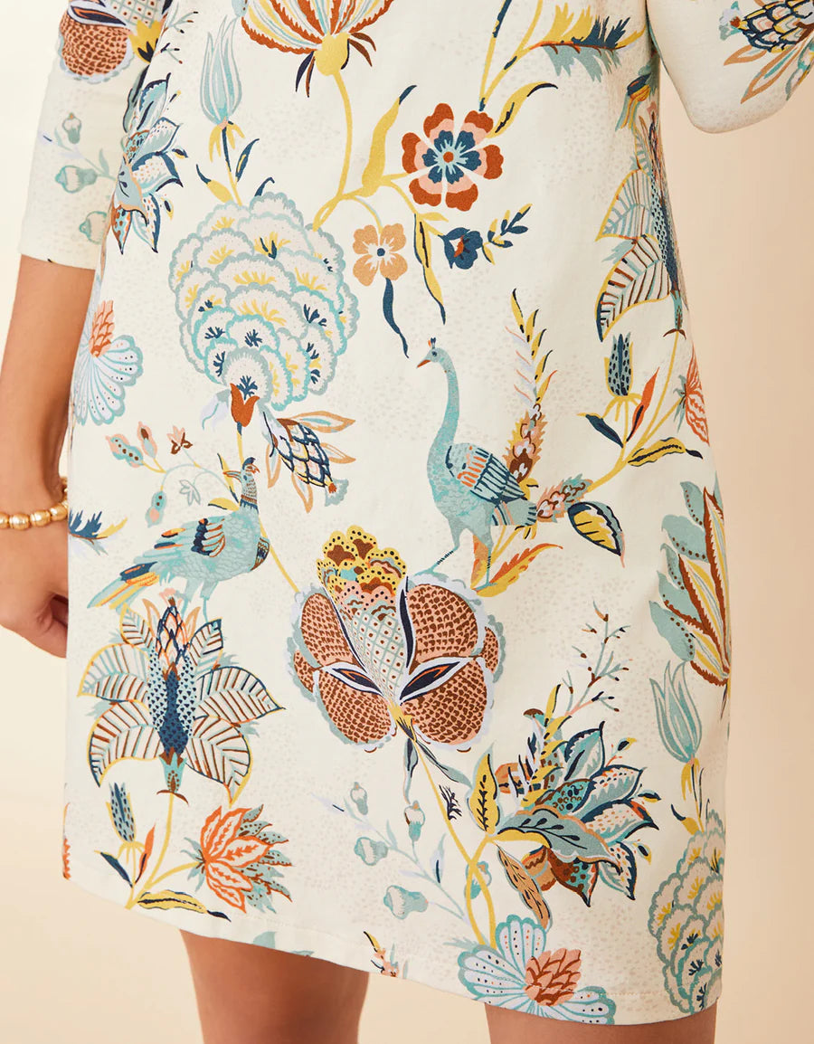 NORA HALF-ZIP DRESS KALALANTA BIRD FLORAL