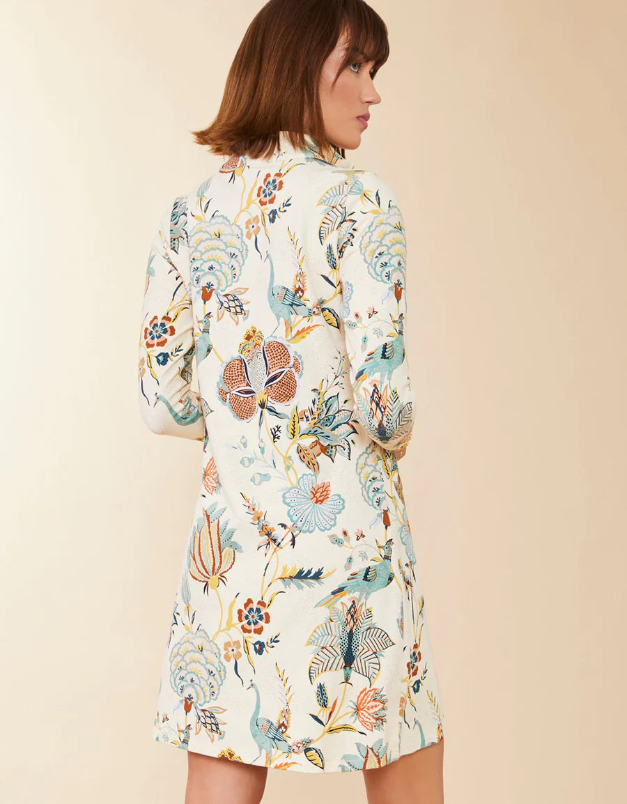 NORA HALF-ZIP DRESS KALALANTA BIRD FLORAL