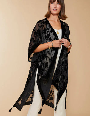 SHEER VELVET KIMONO BLACK