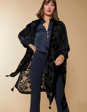 SHEER VELVET KIMONO BLACK