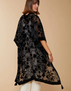 SHEER VELVET KIMONO BLACK