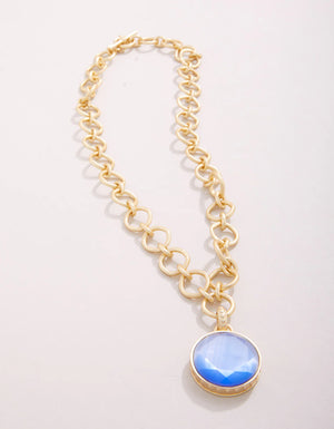 NAIA CHUNKY NECKLACE 20" OPTIC BLUE