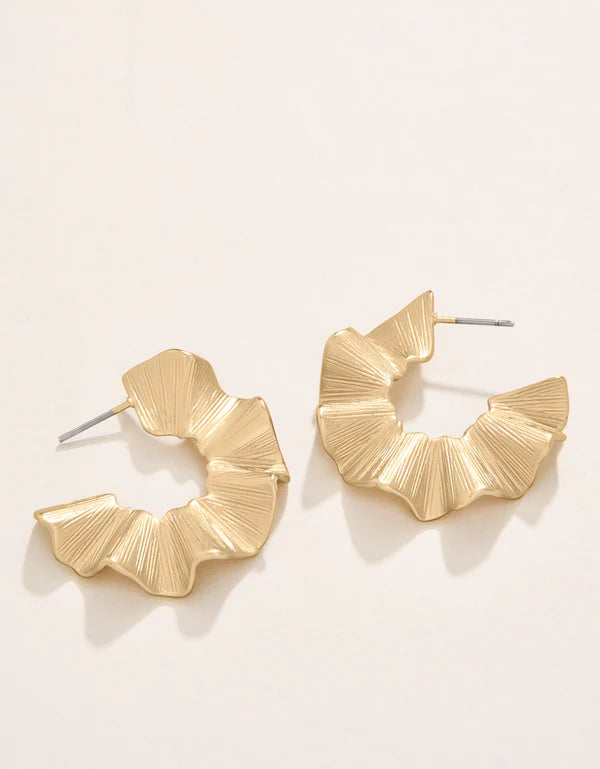 RUFFLE HOOP EARRINGS GOLD