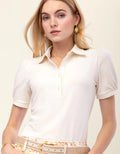 BESSIE POLO TOP- ANTIQUE WHITE - Molly's! A Chic and Unique Boutique 