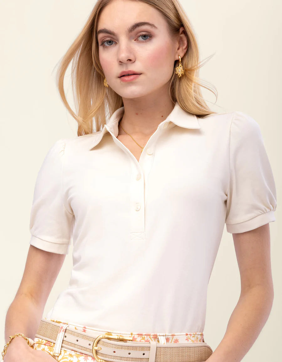 BESSIE POLO TOP- ANTIQUE WHITE - Molly's! A Chic and Unique Boutique 