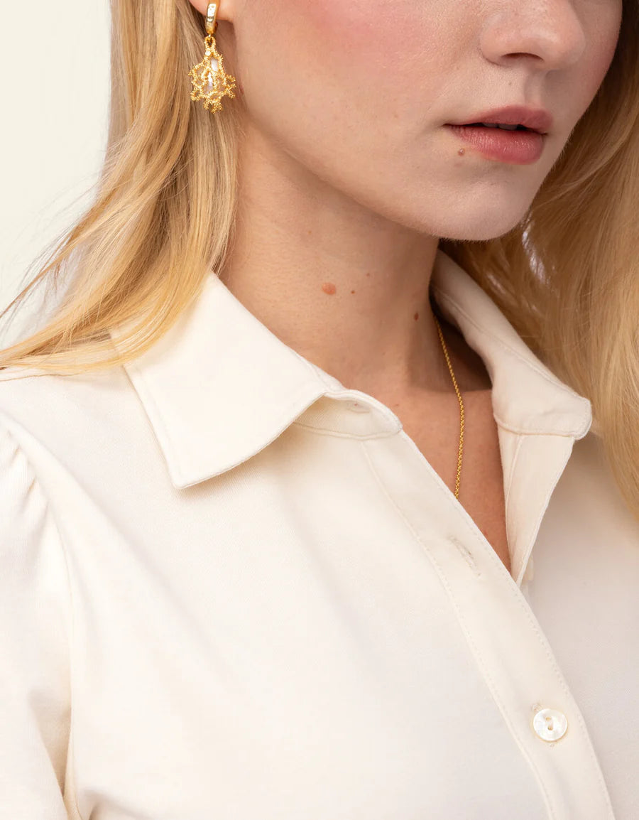 BESSIE POLO TOP- ANTIQUE WHITE - Molly's! A Chic and Unique Boutique 