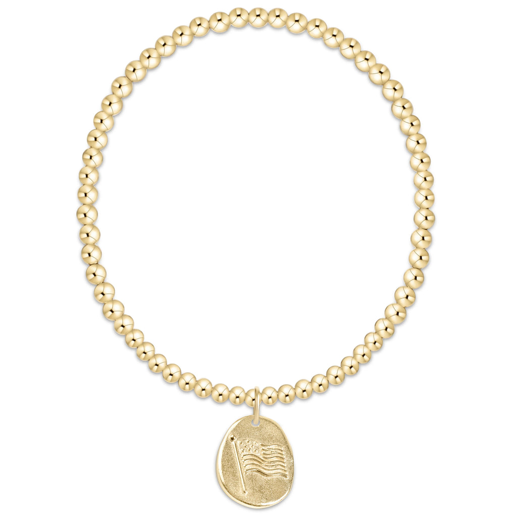 CLASSIC GOLD 3MM BRACELET- INSPIRE AMERICA GOLD DISC