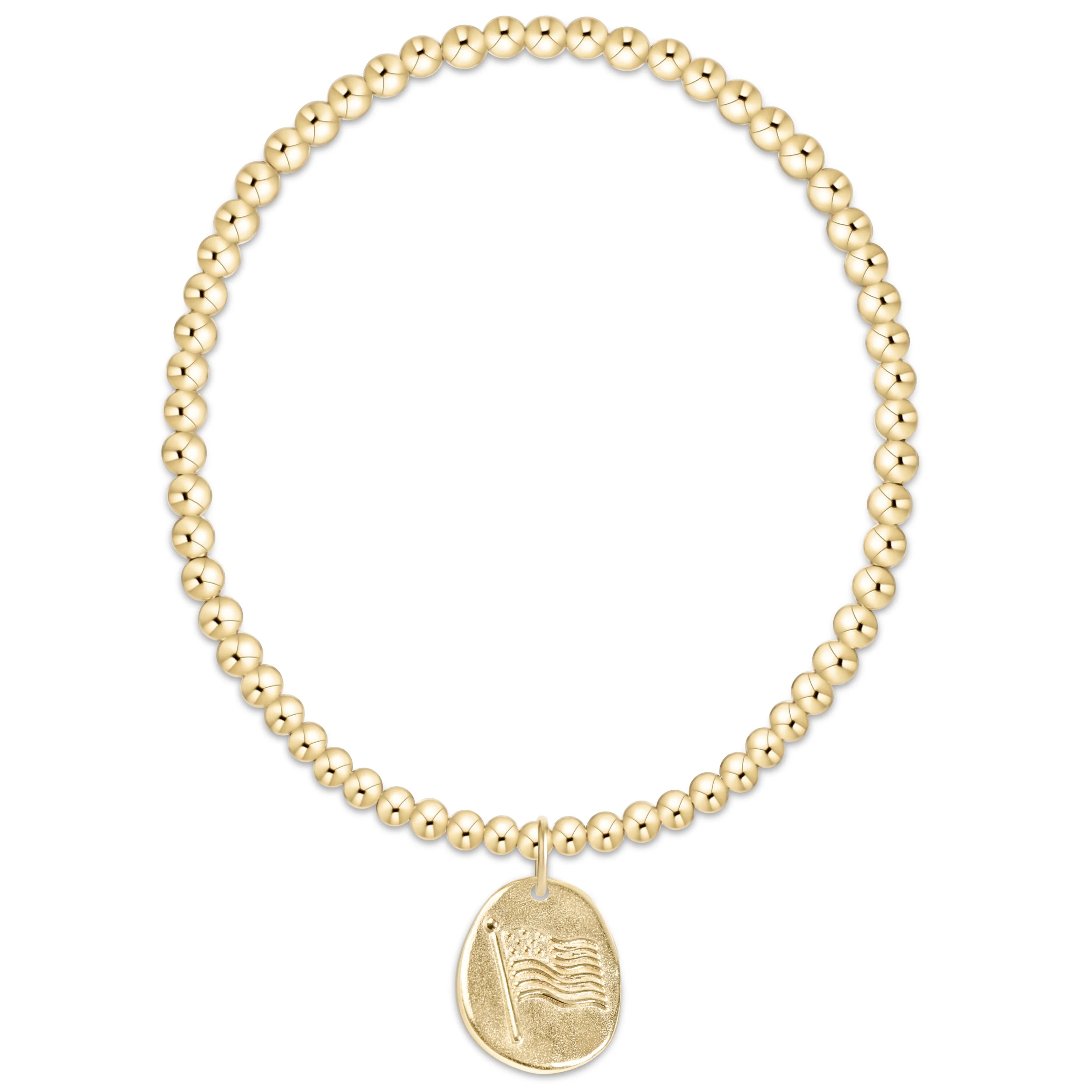 CLASSIC GOLD 3MM BRACELET- INSPIRE AMERICA GOLD DISC