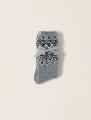 COZYCHIC FAIR ISLE SOCKS- MOONBEAM