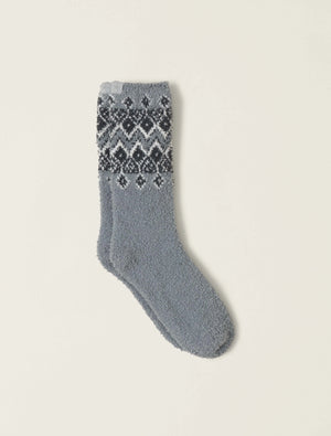 COZYCHIC FAIR ISLE SOCKS- MOONBEAM