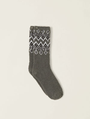 COZYCHIC FAIR ISLE SOCKS- OLIVE