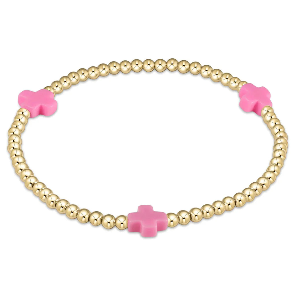 Egirl Classic Signature Cross 3mm Gold Bead Bracelet- Off-White, Pink, or Turquoise - Molly's! A Chic and Unique Boutique 