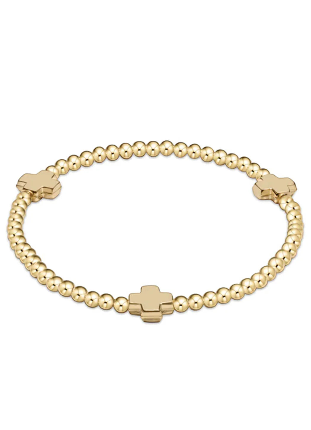 Classic Sterling 3mm Bead Bracelet - Signature Cross- Gold - Molly's! A Chic and Unique Boutique 