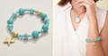 CHARMED STRETCH BRACELET 10MM TURQUOISE/STARFISH