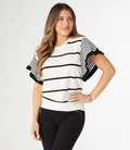 CLAUDIA KNIT STRIPED TOP WITH SCALLOPED SLEEVE - Molly's! A Chic and Unique Boutique 
