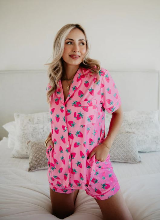 PINK STRAWBERRY PJ LOUNGE SET - Molly's! A Chic and Unique Boutique 
