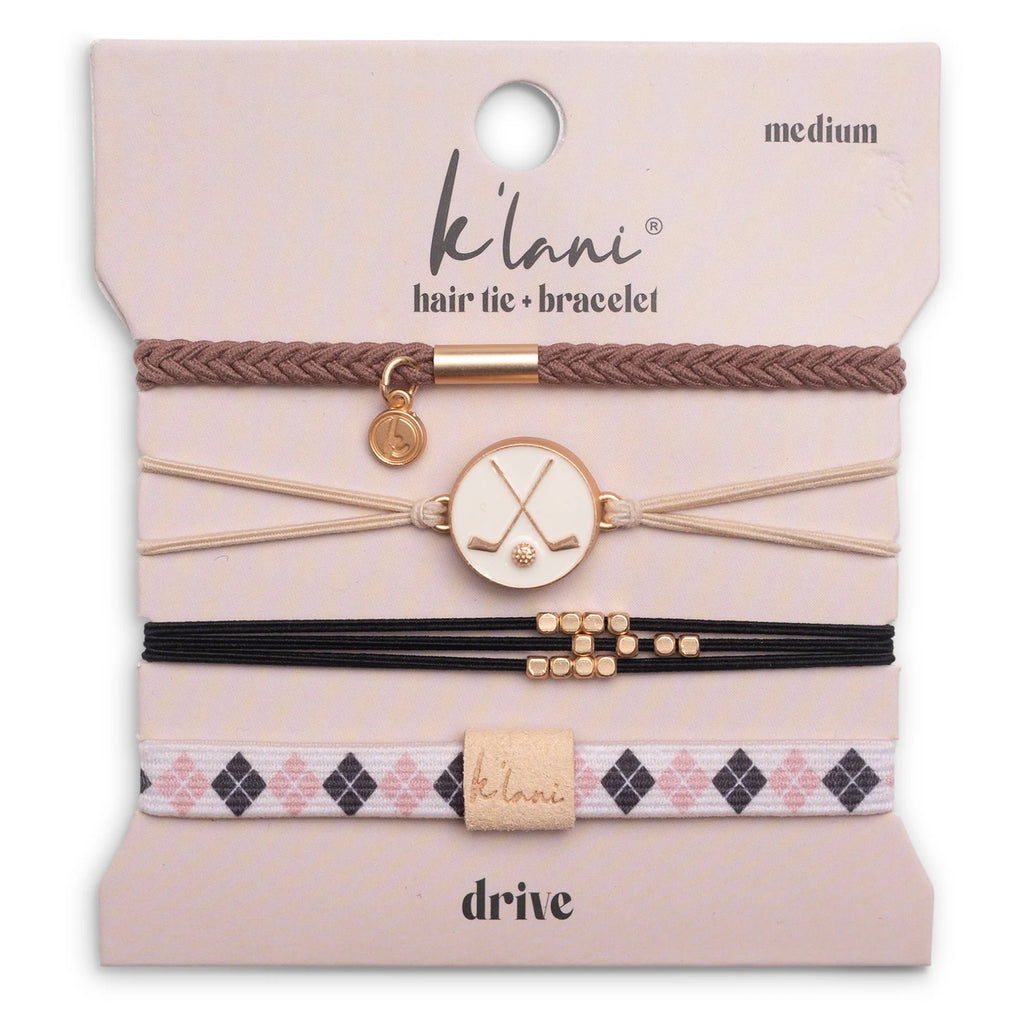 "Drive" Black & Cream Hair Tie Bracelets with Removable Ball Marker