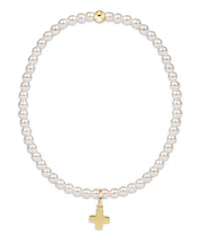 Egirl Classic Pearl 3mm Bead Bracelet- Signature Cross Gold - Molly's! A Chic and Unique Boutique 