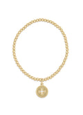 Classic Gold 3mm Bead Bracelet- Signature Cross Gold Disc - Molly's! A Chic and Unique Boutique 