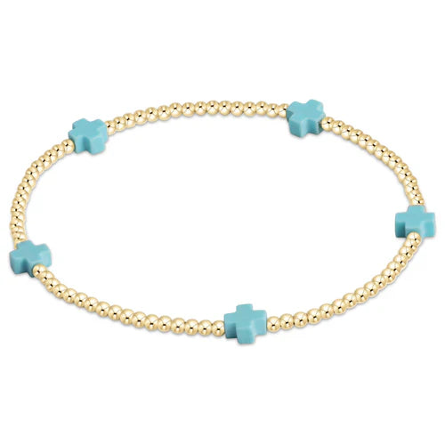 Egirl Signature Cross Small Gold Pattern 2mm Bead Bracelet- Off-White, Mint, or Purple - Molly's! A Chic and Unique Boutique 