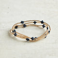 SIGNATURE CROSS SMALL 2MM GOLD BRACELET- NAVY