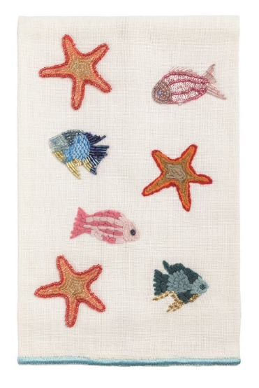 STARFISH AND FISH BEADED TOWEL - Molly's! A Chic and Unique Boutique 