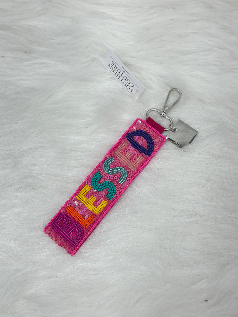 BEADED KEYCHAIN- BLESSED - Molly's! A Chic and Unique Boutique 