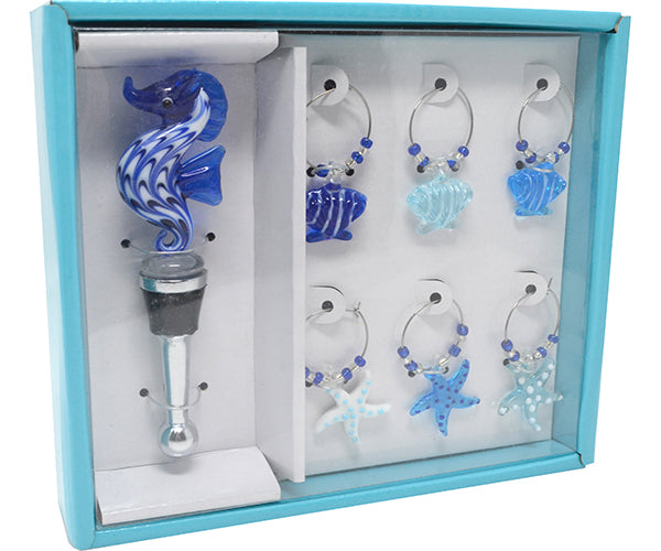 COASTAL STOPPER AND WINE CHARM SET - Molly's! A Chic and Unique Boutique 