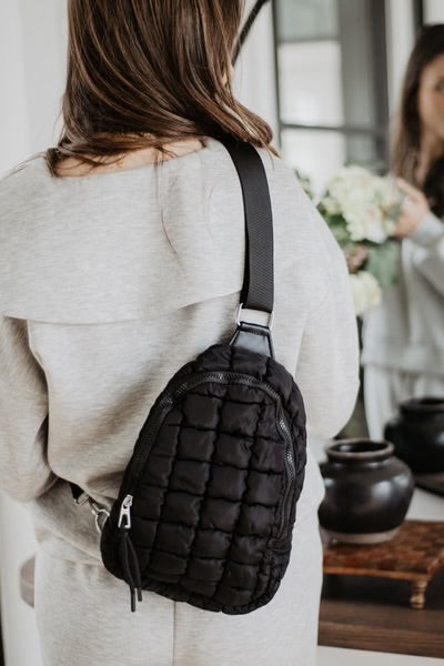 BLACK QUILTED CROSSBODY SLING BAG *PREVIEW* - Molly's! A Chic and Unique Boutique 