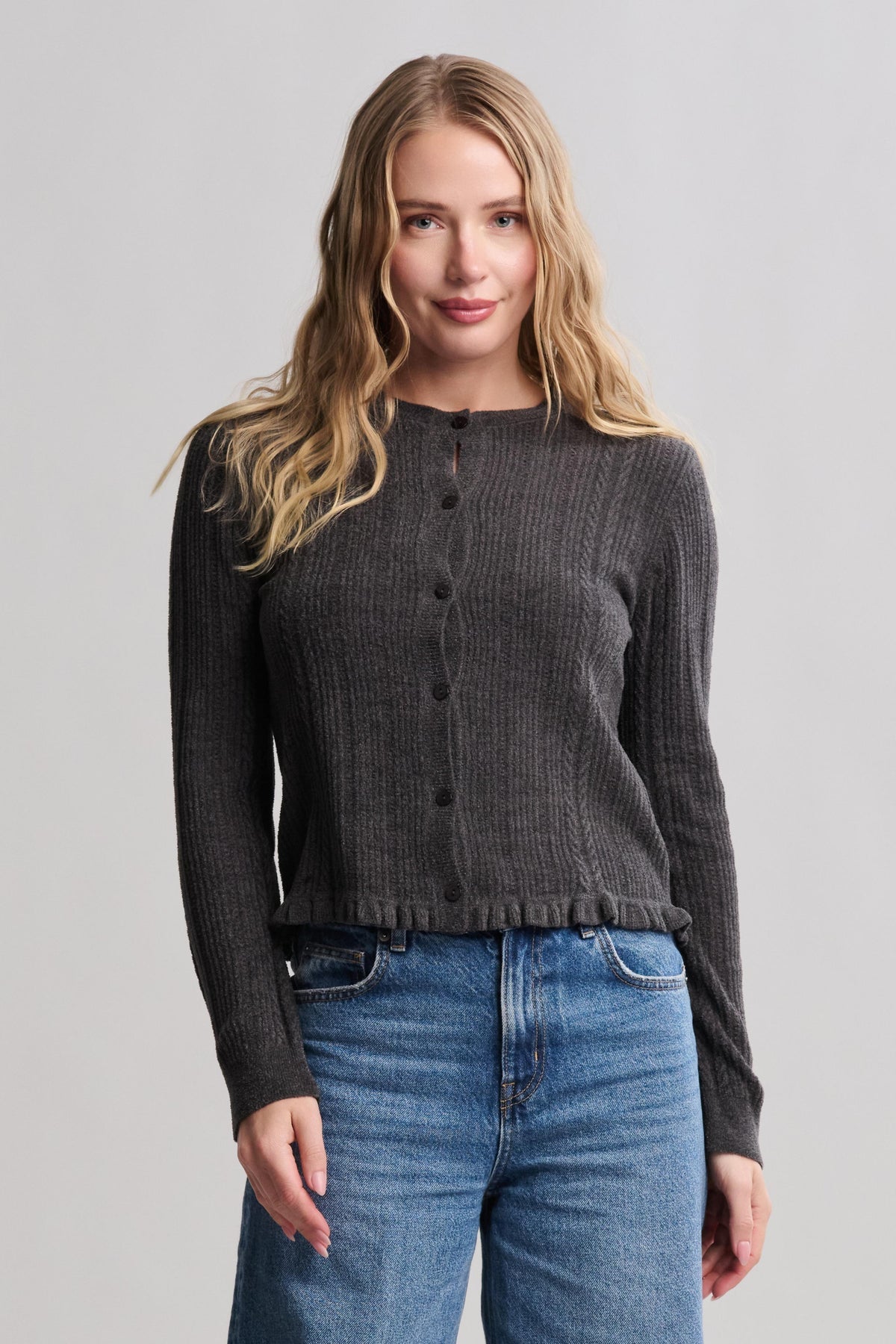 COZYCHIC ULTRA LITE CABLE KNIT CARDIGAN WITH RUFFLE *PREVIEW* - Molly's! A Chic and Unique Boutique 