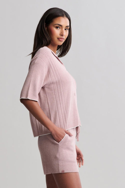 COZYCHIC ULTRA LITE CONTRAST SCALLOP SHORT SLEEVE SHIRT AND SHORT SET *PREVIEW* - Molly's! A Chic and Unique Boutique 