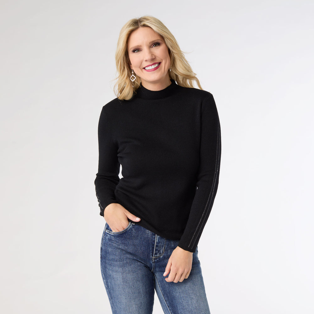 ATAYA SWEATER WITH STRIPE SPARKLE SLEEVE *PREVIEW* - Molly's! A Chic and Unique Boutique 