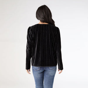 ZOELLA VELOUR CARDIGAN WITH LUREX STRIPE *PREVIEW* - Molly's! A Chic and Unique Boutique 