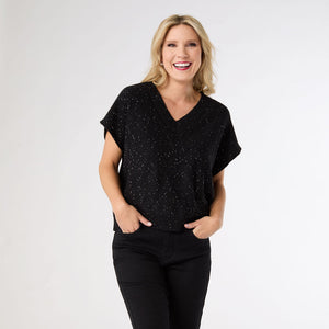 JANECE SPARKLE V-NECK CAP SLEEVE SWEATER *PREVIEW* - Molly's! A Chic and Unique Boutique 
