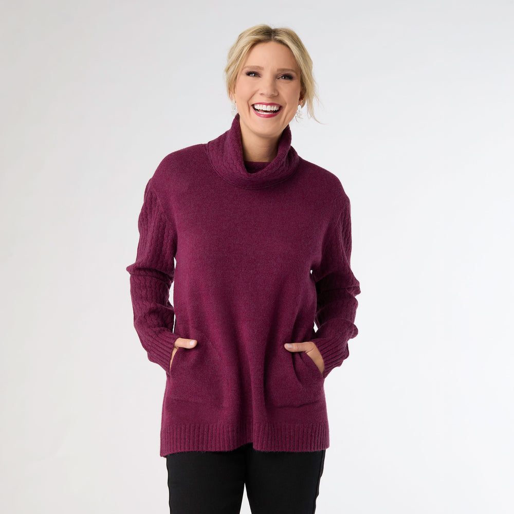 HEAVENLY-LUXE COWL NECK CABLE SWEATER WITH POCKETS *PREVIEW* - Molly's! A Chic and Unique Boutique 
