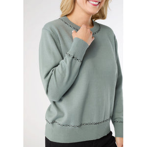 BRAELYN BUTTON BACK SWEATER WITH RHINESTONES *PREVIEW* - Molly's! A Chic and Unique Boutique 