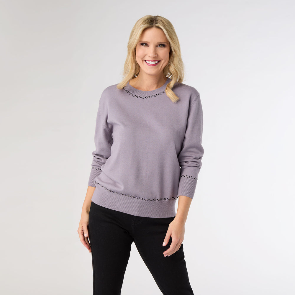 BRAELYN BUTTON BACK SWEATER WITH RHINESTONES *PREVIEW* - Molly's! A Chic and Unique Boutique 