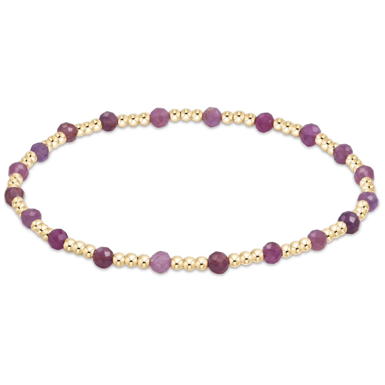 GEMSTONE GOLD SINCERITY PATTERN 3MM BEAD BRACELET-RUBY