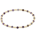 GEMSTONE GOLD SINCERITY PATTERN 3MM BEAD BRACELET-AMETHYST