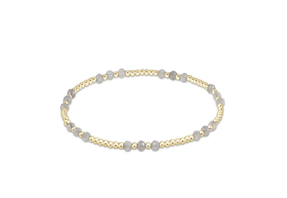 GEMSTONE GOLD JOY PATTERN 3MM BEAD BRACELET-LABRADORITE